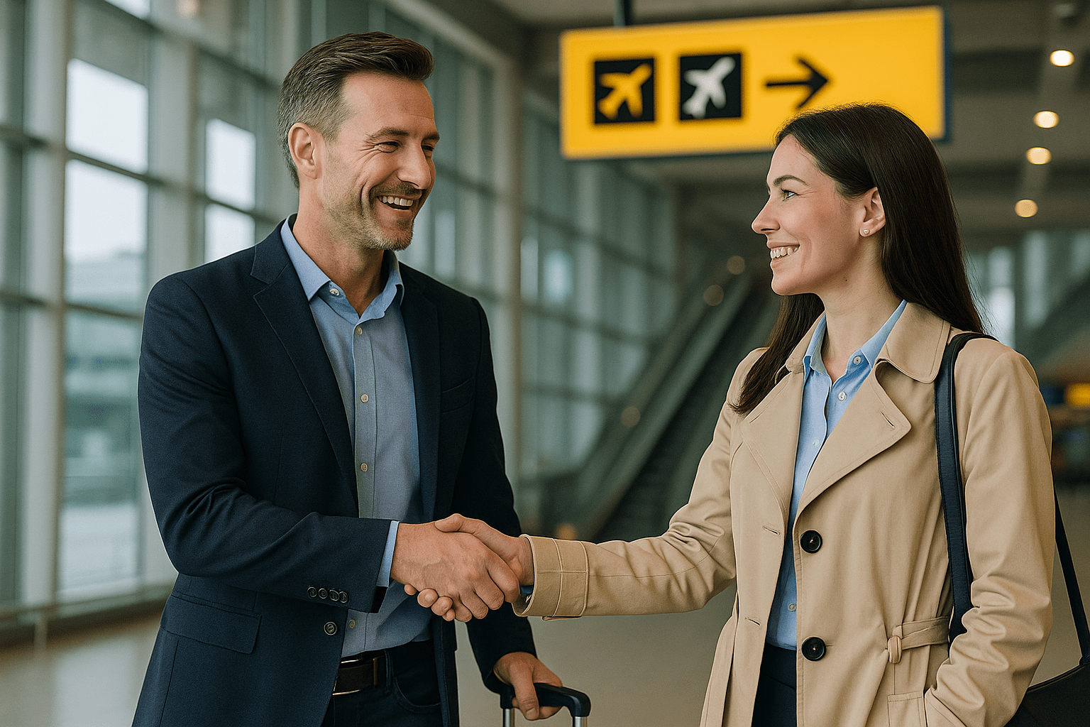 Business professionals at airport terminal
